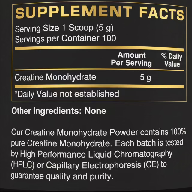 Easy Day Creatine Monohydrate supplement facts label
